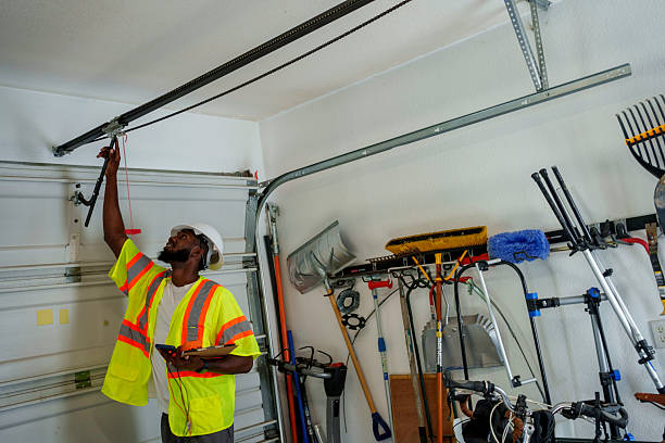 Professional Garage Door Maintenance technician working in Cortland West, NY